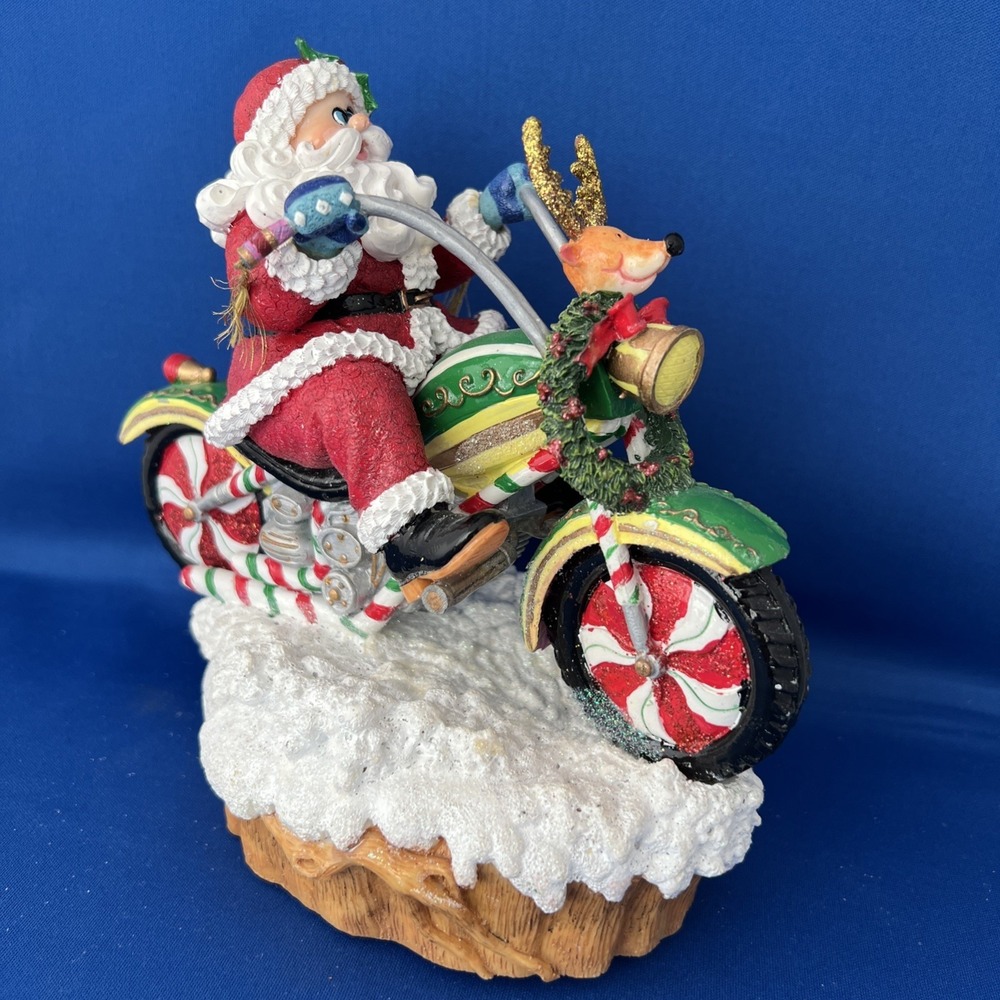 FITZ & FLOYD Musical Motorcycle Adventures of Santa Claus Plays Jingle Bells
